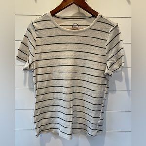 Maurice’s 24/7 White w/Black Skinny Stripes Tee 0X